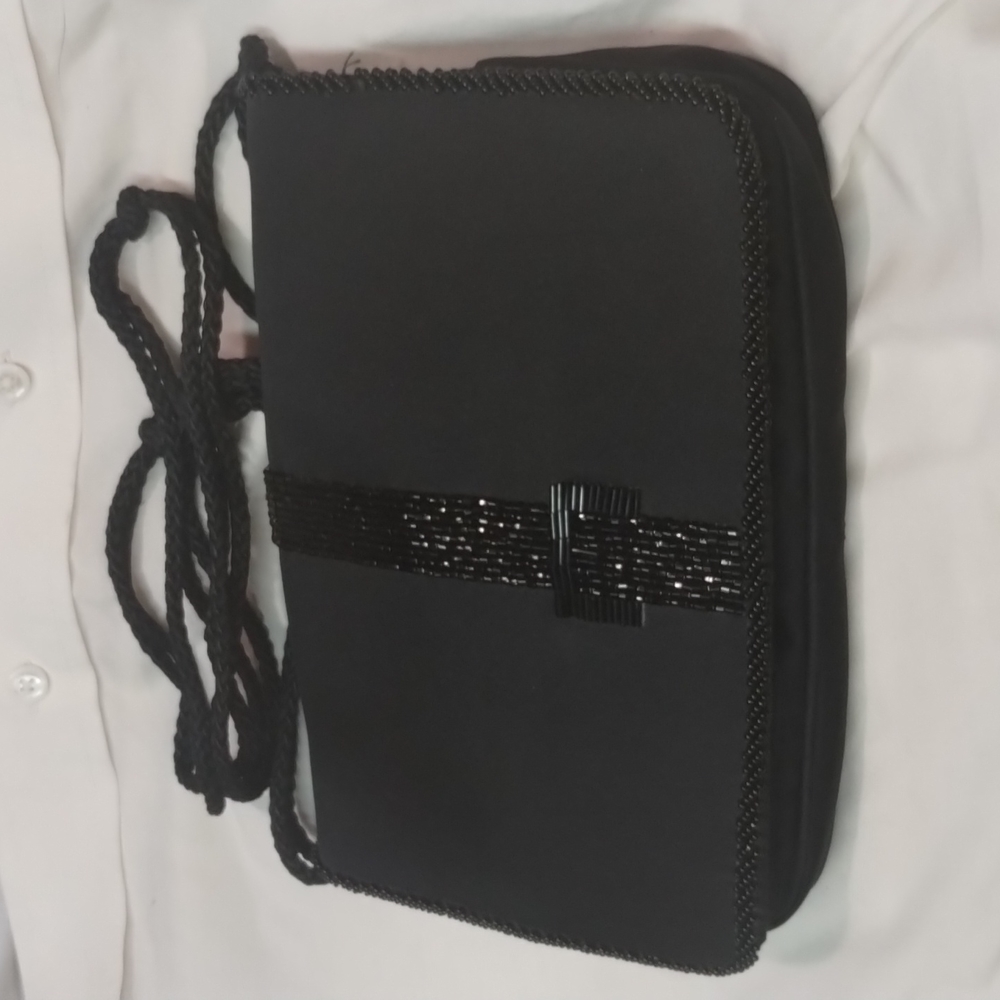 Wallborg Clutch 40s beaded black on black Wallborg